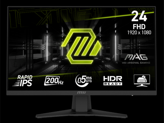 MONITOR MSI MAG 244F 24" FLAT, 1920 X1080, 1 X DISPLAYPORT 1.2A, 2 X HDMI 2.0B, 1X EARPHONE OUT, 200 HZ GAMING MONITOR AMD FREESYNC PREMIUM