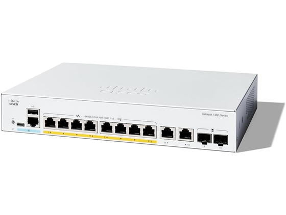SWITCH CISCO CATALYST SERIE 1300, DE 8 PUERTOS -2G,GE, FULL POE, COMBO 2X1 GE , PROTECCIÓN LIMITADA DE POR VIDA (C1300-8FP-2G)