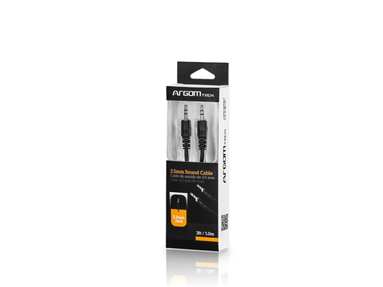 CABLE AUDIO ARGOM,  3 PIES, NEGRO.  3.5MM TO 3.5MM M/M CABLE - 3FT/1M