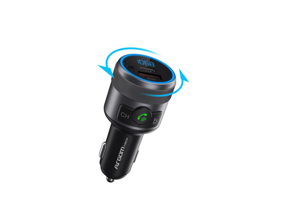 ADAPTADOR BLUETOOTH ARGOM SPECTRO T1, MANOS LIBRES LLAMADAS, MUSICA, USB 3.0 FAST-CHARGING 24W, 1X TYPE-C, LED DISPLAY, NEGRO ARG-AC-0343BK.