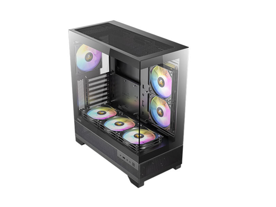 CASE GAMING ANTEC CX700 ARGB MID-TOWER. COLOR NEGRO. PANEL FRONTAL CON DISEÑO ÚNICO DE MALLA DIAMANTADA Y RAYAS PARA ALTO FLUJO DE AIRE. PANEL LATERAL COMPLETO DE VIDRIO TEMPLADO. INCLUYE TRES VENTILADORES ARGB DE 120MM PREINSTALADOS (DOS FRONTALES, UNO TRASERO). GESTIÓN DE CABLES: 20MM (IZQ) / 10MM (DER). CONECTIVIDAD FRONTAL: DOS PUERTOS USB 3.0, UN PUERTO USB 2.0 Y AUDIO HD, MÁS BOTÓN DE CONTROL DE LED. SOPORTA PLACAS BASE ATX, MICRO-ATX E ITX. ALTURA MÁXIMA DISIPADOR CPU: 160MM. LONGITUD MÁXIMA GPU: 330MM. CAPACIDAD PARA DOS UNIDADES DE 3.5" Y DOS UNIDADES DE 2.5". FUENTE DE PODER ATX (HASTA 160MM CON HDD). FILTRO DE POLVO MAGNÉTICO SUPERIOR.