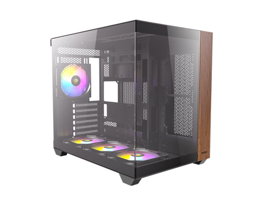 CASE GAMING ANTEC CX800 WOOD ARGB MID-TOWER. COLOR NEGRO. PANEL FRONTAL CON ACABADO DE MADERA Y MALLA PARA ALTO FLUJO DE AIRE. PANEL LATERAL COMPLETO DE VIDRIO TEMPLADO. INCLUYE TRES VENTILADORES ARGB DE 120MM PREINSTALADOS (DOS INFERIORES, UNO TRASERO). GESTIÓN DE CABLES: 24MM. CONECTIVIDAD FRONTAL: DOS PUERTOS USB 3.0, UN PUERTO USB 2.0 Y AUDIO HD. SOPORTA PLACAS BASE ATX, MICRO-ATX E ITX. ALTURA MÁXIMA DISIPADOR CPU: 160MM. LONGITUD MÁXIMA GPU: 330MM. CAPACIDAD PARA DOS UNIDADES DE 3.5" Y DOS UNIDADES DE 2.5". FUENTE DE PODER ATX (HASTA 160MM CON HDD). FILTRO DE POLVO MAGNÉTICO SUPERIOR.