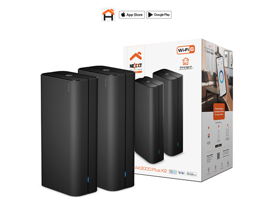 ROUTER WIRELESS MESH NEXXT BOLT AX3000 PLUS, SISTEMA INALAMBRICO COMPLETO PARA EL HOGAR (MESH) WIFI 6, 2 UNIDADES, DUAL BAND 2.4GHZ/5GHZ 574MBPS - 2400MPS 4 ETHERNET PORT GIGABIT, SOPORTA HASTA 150 DISPOSITIVOS SIMULTÁNEOS (NCM-X3000)