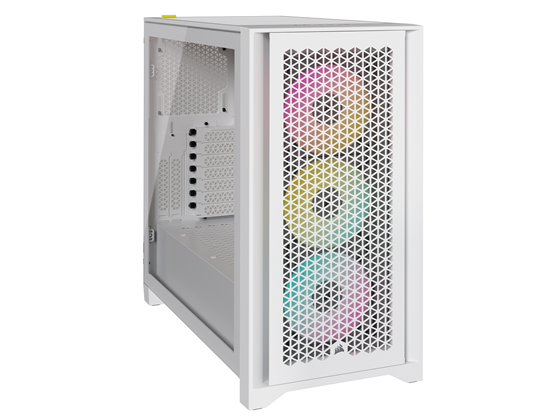 CASE CORSAIR ICUE 4000D AIRFLOW RGB, MID TOWER, WHITE, 7 EXPANSION SLOT, 3X 2.5", 2X 3.5", TAPA DE CRISTAL TEMPLADO, SOPORTA 3 ABANICOS 120MM FRONTAL - BLANCO (CC-9011241-WW)