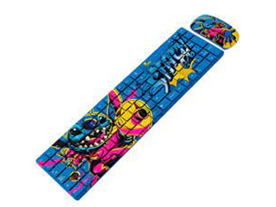 TECLADO MOUSE XTECH DISNEY WIRELESS, STICH, OPTICAL MOUSE, ESPAÑOL. AZUL / AMARILLO / MAGENTA (XTK-312ST)ESPAÑOL. NEGRO