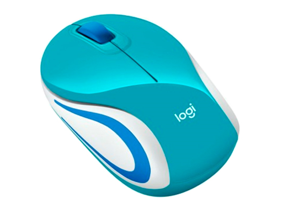 MOUSE LOGITECH M187 INALAMBRICO MINI OPTICO, BRIGHT TEAL, USB NANO RECEIVER - SMART SLEEP.