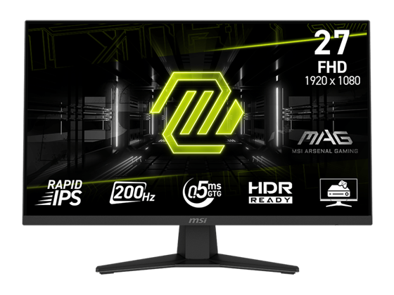 MONITOR MSI MAG 274F, 27" FHD (1920 X 1080), 200 HZ, RAPID IPS 0.5 MS GTG, 1X HDMI 2.0B, 1X DISPLAYPORT 1.2A 1X HEADPHONE-OUT