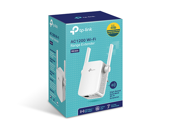 REPETIDOR DE SEÑAL TP-LINK RE305, DUAL BAND, 2.4 GHZ/5 GHZ, VELOCIDAD HASTA 1200 MBPS, PUERTO ETHERNET, FÁCIL CONFIGURACIÓN Y AMPLIA COBERTURA.