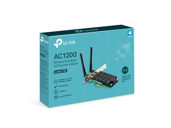 ADAPTADOR PCI-E INALÁMBRICO TP-LINK ARCHER T4E, AC1200, WI-FI 5 (802.11AC), DOBLE BANDA, 2 ANTENAS EXTERNAS