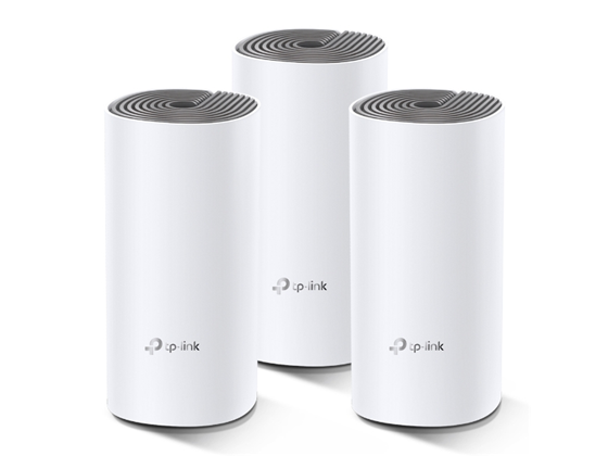ROUTER DECO  E4(3-PACK) TP-LINK, AC1200, WI-FI 5 (802.11AC), 867 MBPS EN 5 GHZ, 300 MBPS EN 2.4 GHZ.100 DISPOSITIVOS.