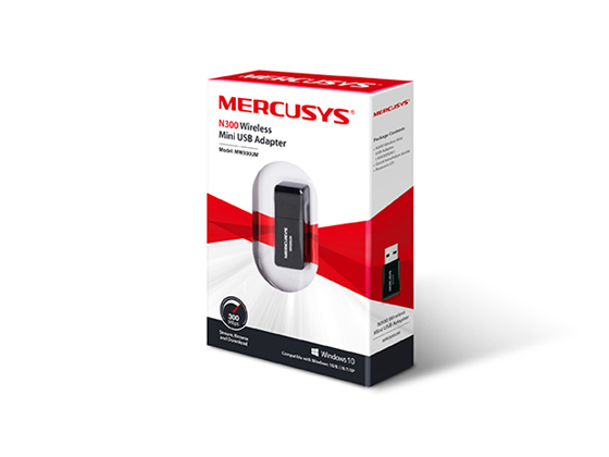 ADAPTADOR INALAMBRICO TP-LINK MERCUSYS MW300UM USB 2.0 SINGLE BAND 300MBPS, INTERFAZ DE ENTRADA: 1 PUERTO USB2.0, INTERFAZ DE SALIDA: WI-FI SINGLE BAND 2.4 GHZ.  WINDOWS 11/10/8.1/8/7/XP (32/64BIT)