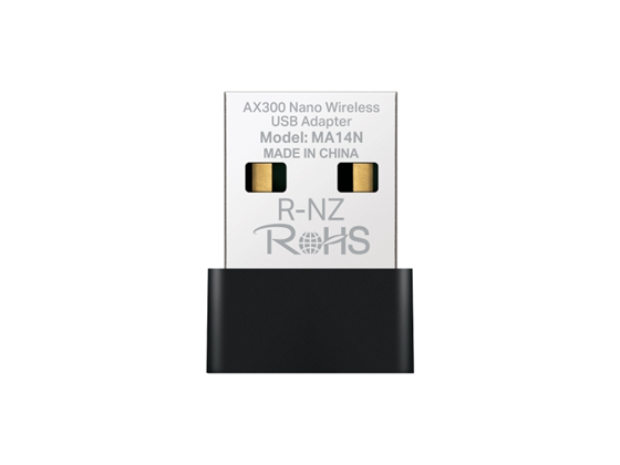 ADAPTADOR INALÁMBRICO TP-LINK MERCUSYS MA14N USB 2.0 NANO AX300 (WI-FI 6) CON MU-MIMO, INTERFAZ DE ENTRADA: 1 PUERTO USB 2.0, INTERFAZ DE SALIDA: CONEXIÓN WI-FI INALÁMBRICA BANDA ÚNICA 2.4 GHZ HASTA 287 MBPS (1024-QAM, DISEÑO NANO, DRIVER INTERNO PREINSTALADO).