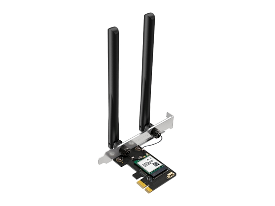 ADAPTADOR INALÁMBRICO PCIE TP-LINK MERCUSYS MA70XE DUAL BAND AX1800 (WI FI6) CON BLUETOOTH 5.4 Y DOS ANTENAS DE ALTO RENDIMIENTO, INTERFAZ DE ENTRADA: CONEXIÓN PCIE INTERNA, INTERFAZ DE SALIDA: CONEXIÓN WI FI INALÁMBRICA DUAL BAND (5GHZ HASTA 1201MBPS / 2.4GHZ HASTA 574MBPS)