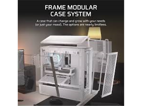 CASE CORSAIR FRAME 4000D COMPLETAMENTE MODULAR, MID TOWER, 7 EXPANSION SLOT, 3X 2.5", 2X 3.5", TAPA DE CRISTAL TEMPLADO, NO INCLUYE ABANICOS - BLANCO - CASI TODAS LAS PARTES SE PUEDEN DESARMAR. (CC-9011291-WW)