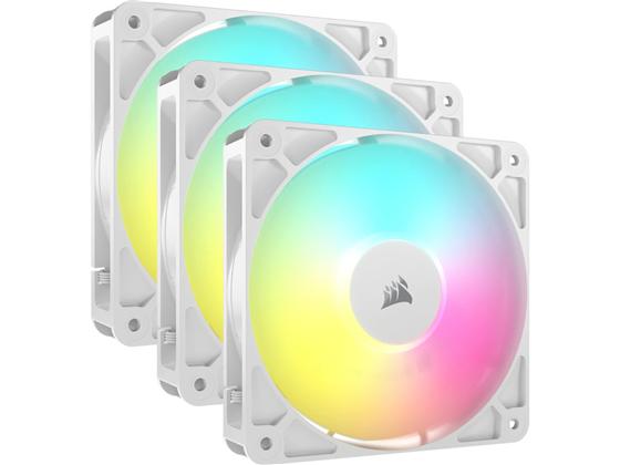 ABANICO CORSAIR RS120 ARGB PARA CASE 120MM BLANCO, PAQUETE 3 UNIDADES, RODAMIENTO MAGNETICO, CONECTOR PWM 4 PINES EN CADENA (CO-9050185-WW)