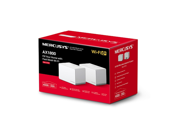 ROUTER HALO H70X (2-PACK) TP-LINK MERCUSYS, 1800 MBPS, 802.11AX, 5 GHZ / 2.4 GHZ, WI-FI MESH AX1800, 3 PUERTOS GIGABIT POR UNIDAD. IDEAL PARA HOGARES DE HASTA 350?M² Y CONEXIONES ESTABLES EN MÁS DE 150 DISPOSITIVOS.