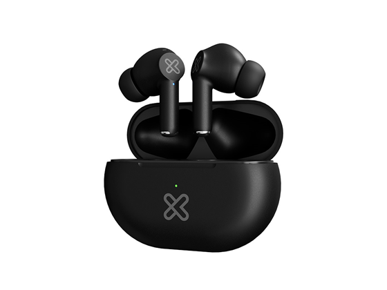 AUDIFONO CON MICROFONO KLIPX XTREME BUDS-FI, BLUETOOTH 5.4, HASTA 5 HORAS DE REPRODUCCION, RESISTE SALPICADURA DE SUDOR Y AGUA, ESTUCHE CON BATERIA, NEGRO (KTE-015BK)
