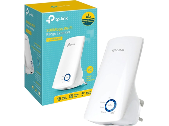 REPETIDOR TP-LINK TL-WA850RE, 2.4GHZ/300MBPS, 1 PUERTO LAN, 802.11B/G/N, WPS, INDOOR.