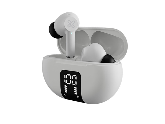 AUDIFONO CON MICROFONO KLIPX XTREME EDGEBUDS, BLUETOOTH 5.4, HASTA 5.5 HORAS DE REPRODUCCION, CANCELACION ACTIVA DE RUIDO, RESISTE SALPICADURA DE SUDOR Y AGUA, ESTUCHE CON BATERIA E INDICARDOR DE PORCENTAJE, BLANCO (KTE-755WH)