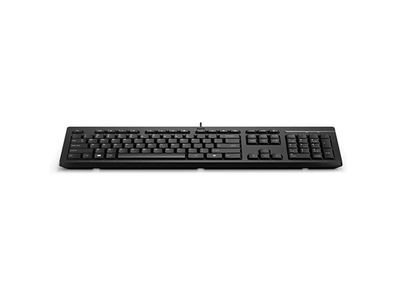 TECLADO CON CABLE HP 125 (266C9AA) – USB TIPO A POR CABLE. PLUG & PLAY, NEGRO, COMPATIBLE CON WINDOWS 10, WINDOWS 11. TECLADO INGLES