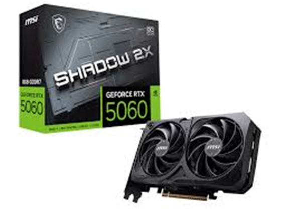 TARJETA DE VIDEO MSI GEFORCE RTX 5060 8G SHADOW 2X OC, PCI EXPRESS GEN 5, 2535 MHZ, 8GB GDDR7, 128-BIT, 8 PIN CONNECTOR, DISPLAYPORT X 3 (V2.1B), HDMI X 1(SUPPORTS 4K @ 480HZ - 8K @ 120HZ DSC, GAMING VRR, HDR)