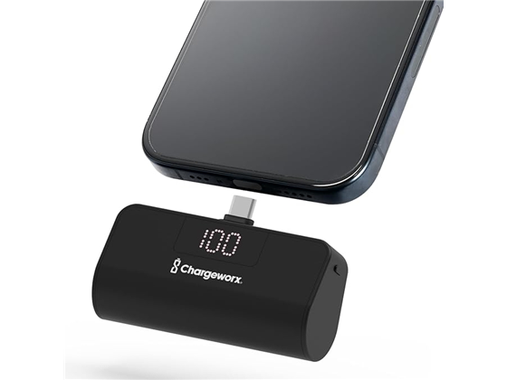 CARGADOR MOVIL (MINI POWER BANK) CHARGEWORX, 5,000MAH, 10W, COMPATIBLE CON ANDROID, USB-C. COLOR NEGRO