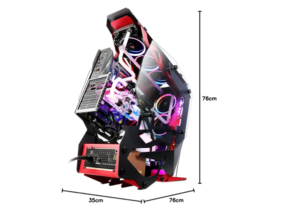 CASE GAMING ANTEC TORQUE ROJO MID-TOWER. POSEE UN DISEÑO DE MARCO ABIERTO Y DESPLAZADO CON UNA ESTRUCTURA DE ALUMINIO ANODIZADO Y PANEL FRONTAL INCLINADO. OFRECE UNA ESTÉTICA AERODINÁMICA Y AGRESIVA. CUENTA CON DOS PANELES LATERALES DE VIDRIO TEMPLADO DE 4 MM PARA UNA VISTA PANORÁMICA COMPLETA. ESTÁ OPTIMIZADO PARA LA REFRIGERACIÓN POR AGUA Y PUEDE ALBERGAR HASTA NUEVE VENTILADORES. SOPORTA PLACAS BASE E-ATX, ATX, MICRO-ATX E ITX. OFRECE ESPACIO PARA DISIPADORES DE CPU DE HASTA 215MM Y TARJETAS GRÁFICAS DE HASTA 390MM DE LONGITUD.