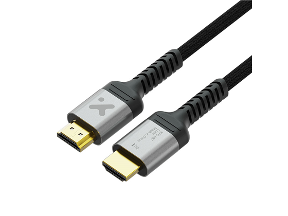 CABLE XTECH HDMI 6FT (2.1), DE ULTRA VELOCIDAD 8K 60HZ, 4K 144HZ, 2K 240HZ MACHO - MACHO, NEGRO (XTC-637)