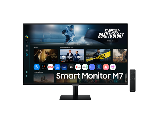 MONITOR SAMSUNG 32" SMART M7, PLANO, 4K (3840 × 2160), 4 MS (GTG), 16:9, 60 HZ. VISION AI, GAMING HUB.