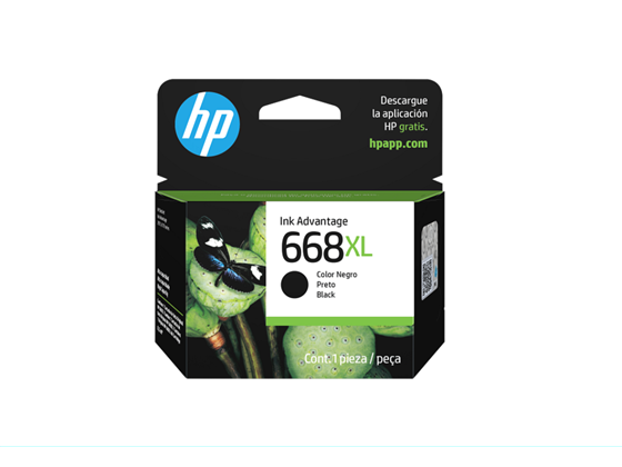 CARTUCHO HP 668XL - 7FP39VL - NEGRO - ALTO RENDIMIENTO - RENDIMIENTO DE HASTA 400 PAGINAS - PARA IMPRESORA HP DESKJET INK ADVANTAGE 2974 / 2975 / 2976 / 2978