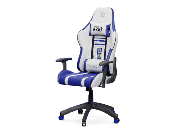 SILLA GAMING PRIMUS THRONOS R2D2, ESPALDAR ALTO AJUSTABLE, REPOSO DE BRAZOS, ESPALDA Y CABEZA, ALTURA AJUSTABLE Y BASE CON RUEDAS ROBUSTAS, BLANCO / AZUL (PCH-S104DR)
