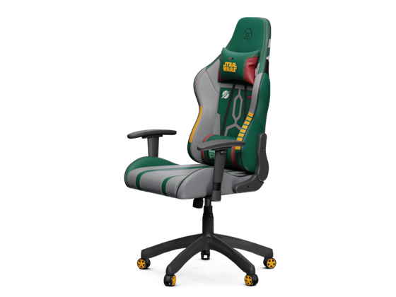 SILLA GAMING PRIMUS THRONOS BOBA FETT, ESPALDAR ALTO AJUSTABLE, REPOSO DE BRAZOS, ESPALDA Y CABEZA, ALTURA AJUSTABLE Y BASE CON RUEDAS ROBUSTAS, VERDE / GRIS / AMARILLO / ROJO (PCH-S104BF)