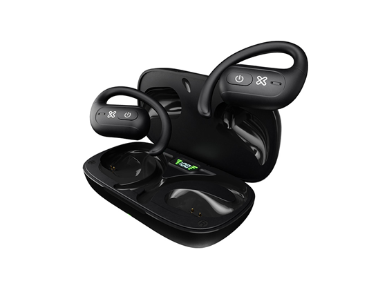 AUDIFONO CON MICROFONO KLIPX OPENBUD COM, BLUETOOTH 5.3, (OPEN EAR DESIGN), HASTA 20 HORAS DE REPRODUCCION, CANCELCION DE RUIDO, IPX5 RESISTENTE AL AGUA, ESTUCHE CARGADOR USB-C MAGNETICO, BLACK (KOE-250BK)