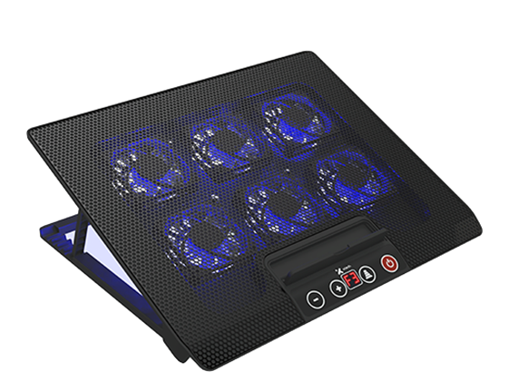 COOLING PAD XTECH, PARA NOTEBOOK HASTA 17", USB, CON 6 VENTILADORES, LUCES LED AZUL (XTA-161)