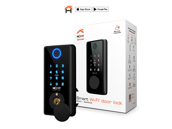 CERRADURA PARA PUERTA SMART WIFI, NEXXT, TECLADO DIGITAL, FUNCIONA CON APPLICACION, LLAVE REGULAR, LLAVE DIGITAL, LECTOR DE HUELLA, COMANDO DE VOZ, CLAVE DE ACCESO, FUNCION DE SEGURO AUTOMATICO, 4 X BATERIAS AA, IP65 RESISTENTE AL CLIMA, COLOR ACERO (STAINLESS) (NHS-D150 BK)