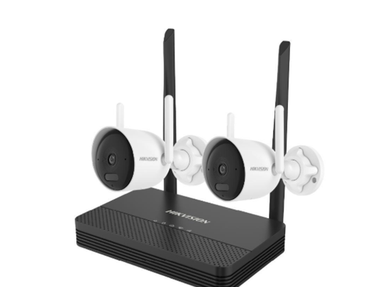 CAMARA DE SEGURIDAD HIKVISION EN KIT 2 CAMARAS BULLET 4 MP, 1 GRABADORA WI-FI, HASTA 512 GB DE ALMACENAMIENTO (NO INCLUYE MEMORIA SD), MICROFONO Y ALTAVOZ INTEGRADOS, IP66.