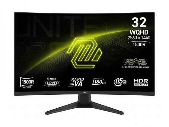 MONITOR MSI MAG 321CQF E18 CURVO 1500R, 32", WQHD (2560X1440) 180HZ, 1 X DISPLAYPORT 1.4, 2 X HDMI 2.0B, 180 HZ, RAPID VA, (AMD ADAPTIVE SYNC)