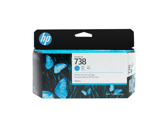 CARTUCHO HP 738 - 498N5A - CYAN - 130ML - PARA IMPRESORA DESIGNJET T850 / T850 MFP / T950 / T950 MFP.
