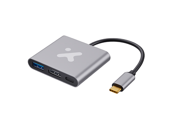 ADAPTADOR MULTIPUERTOS XTECH 3 EN 1 (DOCKING), USB-C, 1X HDMI / 1X USB-A 3.0 / 1X USB-C HEMBRA, GRIS