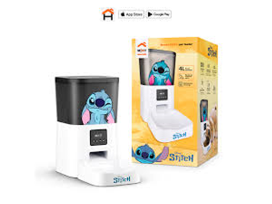 DISPENSADOR INTELIGENTE DE ALIMENTOS NEXXT, STITCH, PARA MASCOTAS (PERROS/GATOS), WIFI, ADMINISTRABLE CON APLICACION, HORARIOS PROGRAMABLES (NHA-P410)