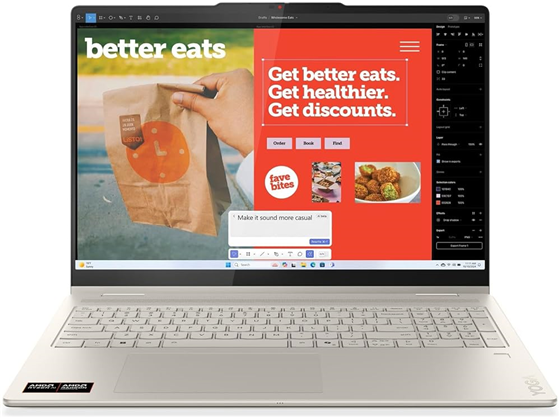 LAPTOP LENOVO YOGA 7, 2 EN 1, 16" WUXGA IPS TOUCHSCREEN, AMD RYZEN AI 7 350, 16GB RAM, 1TB SSD PCIE, WINDOWS 11 PRO, 1080P FHD CAMERA, BLUETOOTH 5.4, WIFI 7 SEASHELL, RADEON 860M, BACKLIT, FINGER PRINT READER (83JU0004US)