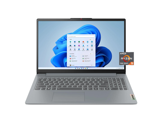 LAPTOP LENOVO IDEAPAD SLIM 3 15AMN8 15.6" FHD TOUCH, AMD RYZEN 5 7520U, 8GB, 512GB SSD, AMD RADEON GRAPHIC, WIN 11 HOME 64-BIT, BT 5.2 / WIFI 6, FINGER PRINT READER, CARD READER, HDMI 1.4, 1X USB-C 3.2 GEN1, 2X USB-A 3.2 GEN 1, USB 3.2 GEN 1 (POWER/DISPLAYPORT) NO LAN, BACKLIT, ARTIC GREY (82XQ00RSUS)