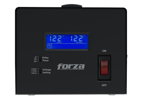 REGULADOR DE VOLTAJE FORZA 3600VA, REGLETA DE 4 SALIDAS, 110V/5115W/120VCA, PANTALLA LCD.