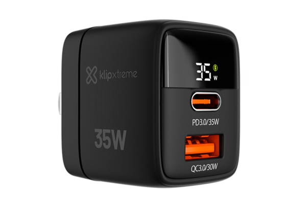 CARGADOR DE PARED KLIP XTREME USB-C® 35W CON TECNOLOGÍA GAN (KMC-250)