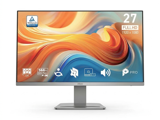 MONITOR MSI PRO MP273W E14A, 27", 144 HZ, IPS FLAT, HD, 1920 X 1080, TECNOLOGIA EYESERGO. AMD FREESYNC 1X HDMI, 1X DISPLAYPORT 1.2A, 1X DC JACK, 1X VGA, COLOR BLANCO