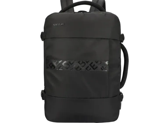 BULTO DE NOTEBOOK BESTLIFE 15.6" TIPO MOCHILA DE VIAJE, COMPARTIMENTO PRINCIPAL HASTA 180º, IMPERMEABLE, BOLSILLO DELANTERO Y BOLSILLO OCULTO, NEGRO