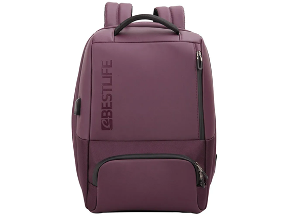 BULTO PARA LAPTOP BESTLIFE 15.6" TIPO MOCHILA, IMPERMEABLE, CREMALLERA Y BOLSILLO OCULTOS, COMPARTIMIENTOS ANTIGOLPES Y SALIDA USB PARA CARGA, ROJO VINO