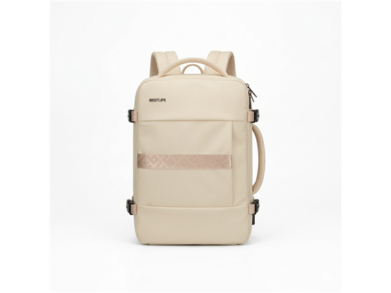 BULTO PARA LAPTOP  BESTLIFE 15.6" TIPO MOCHILA DE VIAJE, COMPARTIMENTO PRINCIPAL HASTA 180º, IMPERMEABLE, BOLSILLO DELANTERO Y BOLSILLO OCULTO, BLANCO