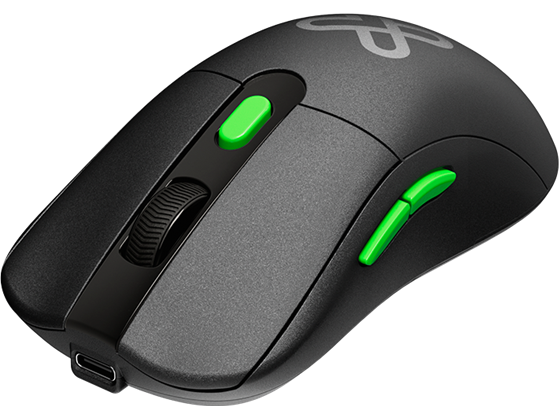 MOUSE WIRELESS KLIP EXTREME ECOLAST, 6 BOTONES, 2.4 GHZ, ADAPATDOR USB, CON BATERIA RECARGABLE, MULTIPLES DISPOSITIVOS (BT - USB-A - USB-C) NEGRO / BOTONES VERDES (KMW-775)