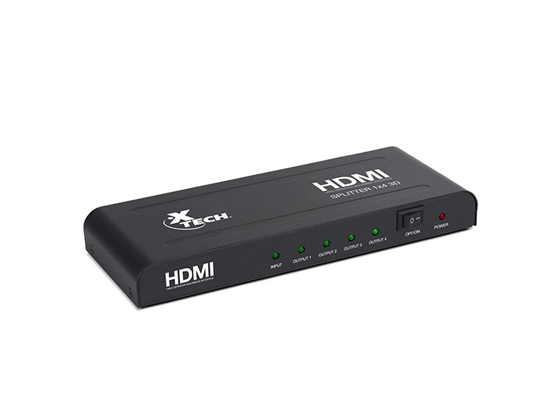 SPLITTER HDMI XTECH 1X4, 1080P, 3D, 720P (XHA-410)